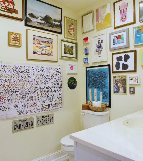 Bathroom wall decor powder room with statement wallpaper